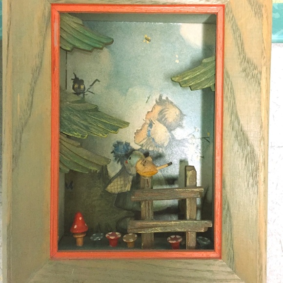 HUMMEL SHADOW BOX CHILDREN RETURN  BABIES IN NEST TO  BLUE BIRD PARENTS IN TREE - Picture 1 of 3